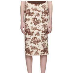 Miaou Cream and Brown Pencil Skirt